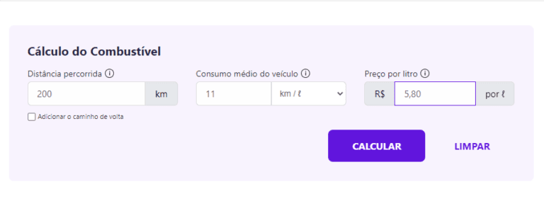 Calculadora de Combustível Gratuita