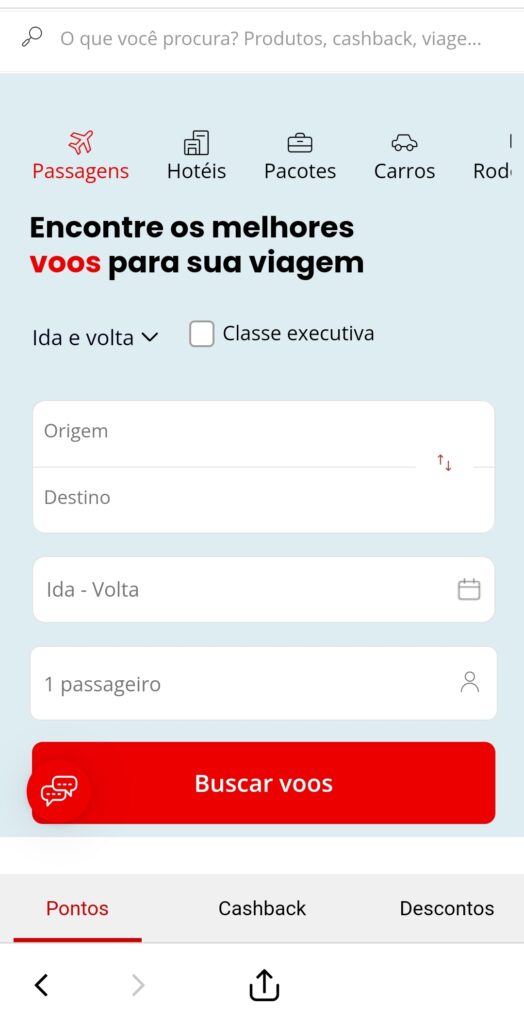 Esfera viagens tela 1