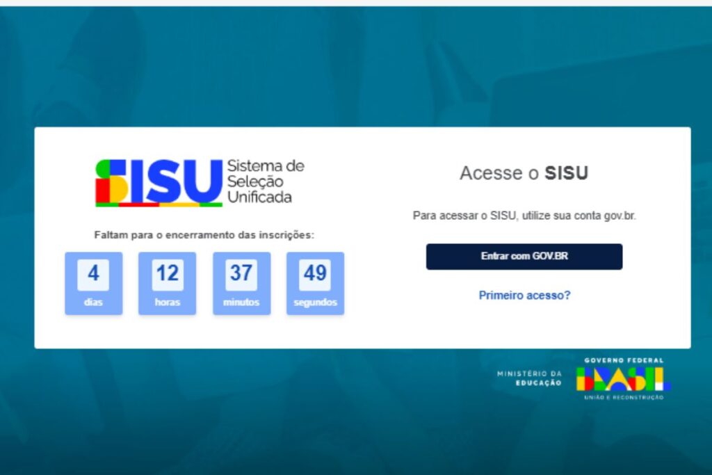 tela de inscrição do Sisu 2025